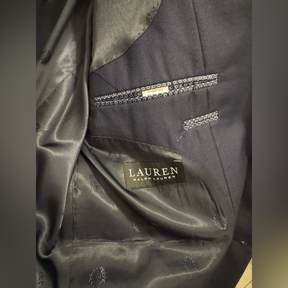 Ralph Lauren Wool/Polyester Men’s Suit 44R/38R(28inseam) Dark Blue Jacket/Pants - Picture 4 of 8